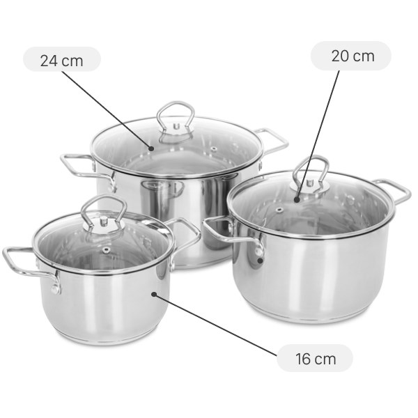 Bộ 3 nồi inox 3 đáy Delites CW-B007-1