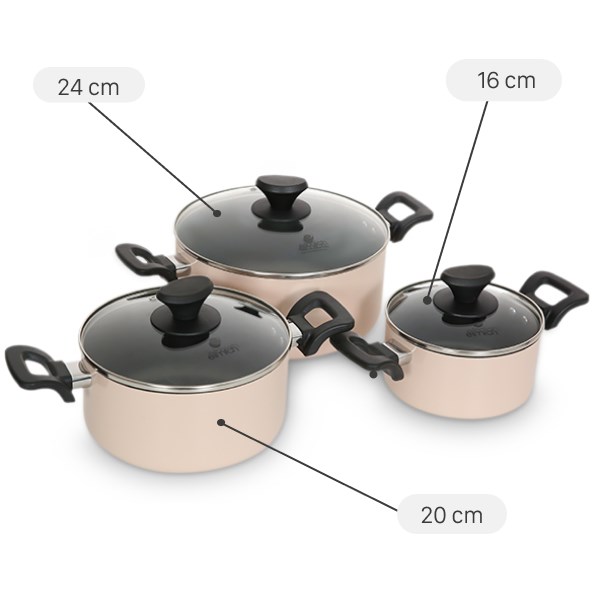 Bộ 3 nồi nhôm chống dính Elmich EL-5210MN