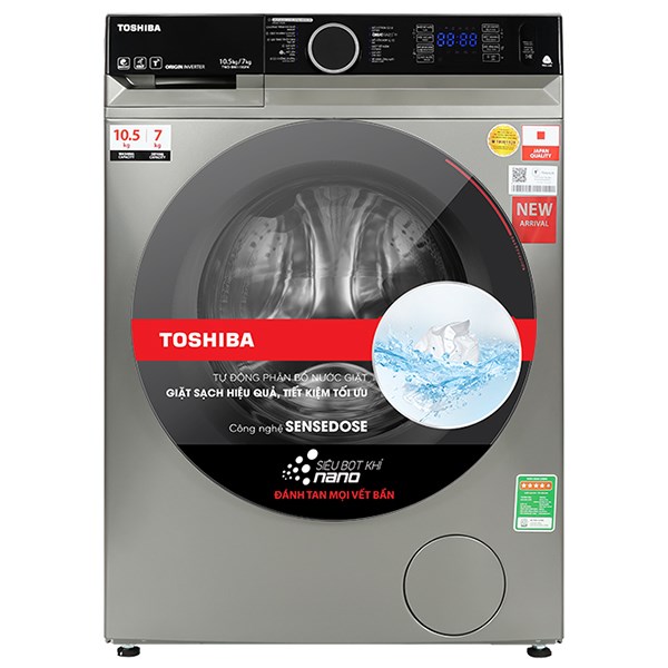 Toshiba Inverter Giặt 10.5 Kg - Sấy 7 Kg TWD-BM115GF4V(SK)